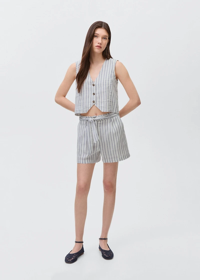 Striped cotton shorts