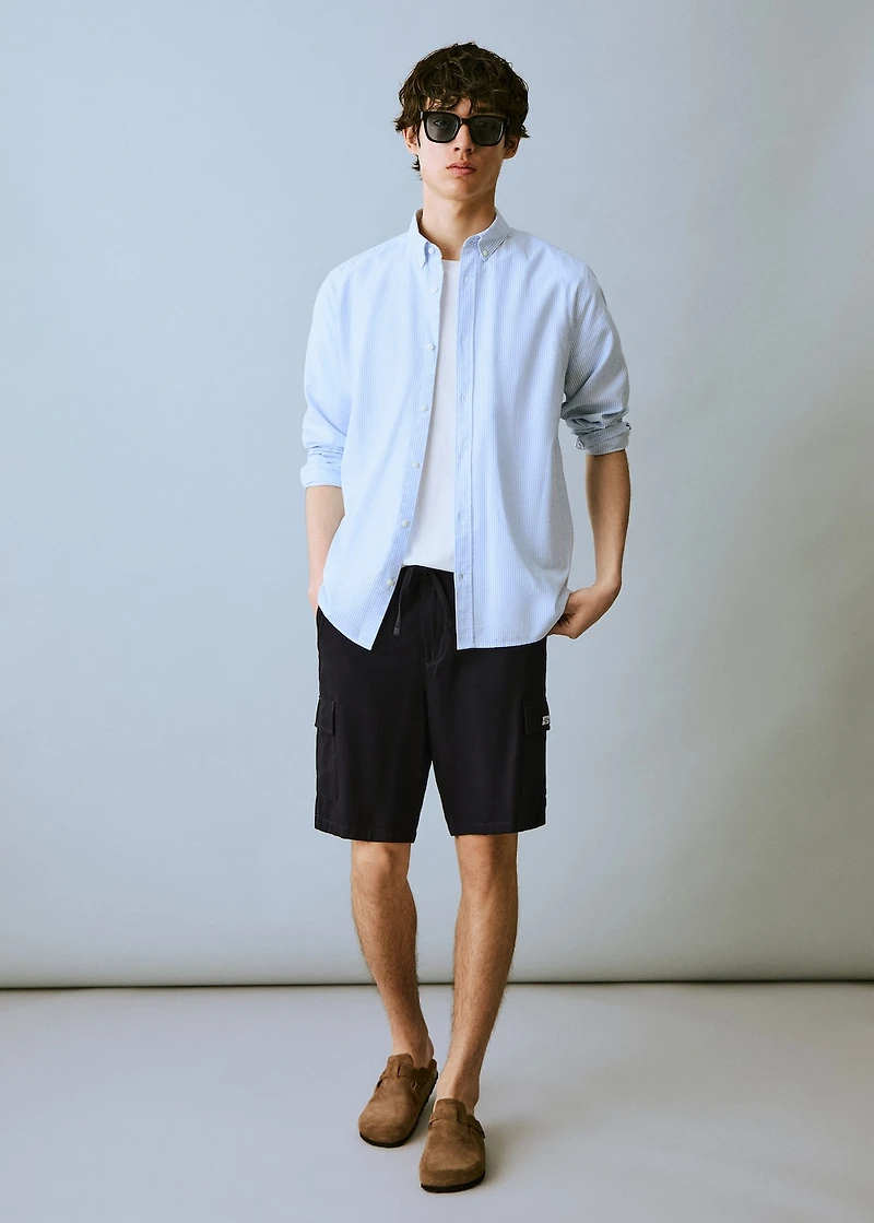 Cotton linen cargo shorts