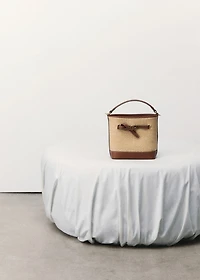 Raffia-effect bucket bag