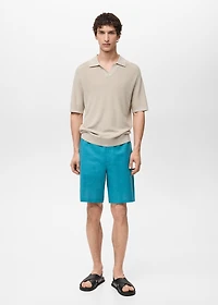 Linen-blend bermuda shorts with drawstring