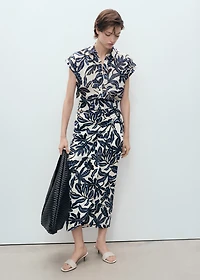 Printed cotton shirt with short sleeves