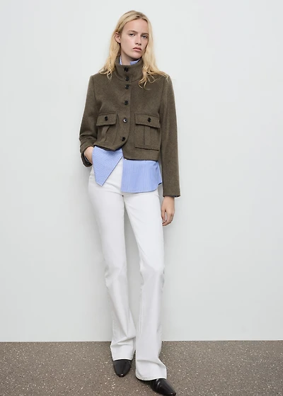 Wool-blend jacket with pockets