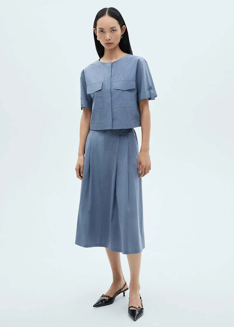 Chest-pocket cotton blouse