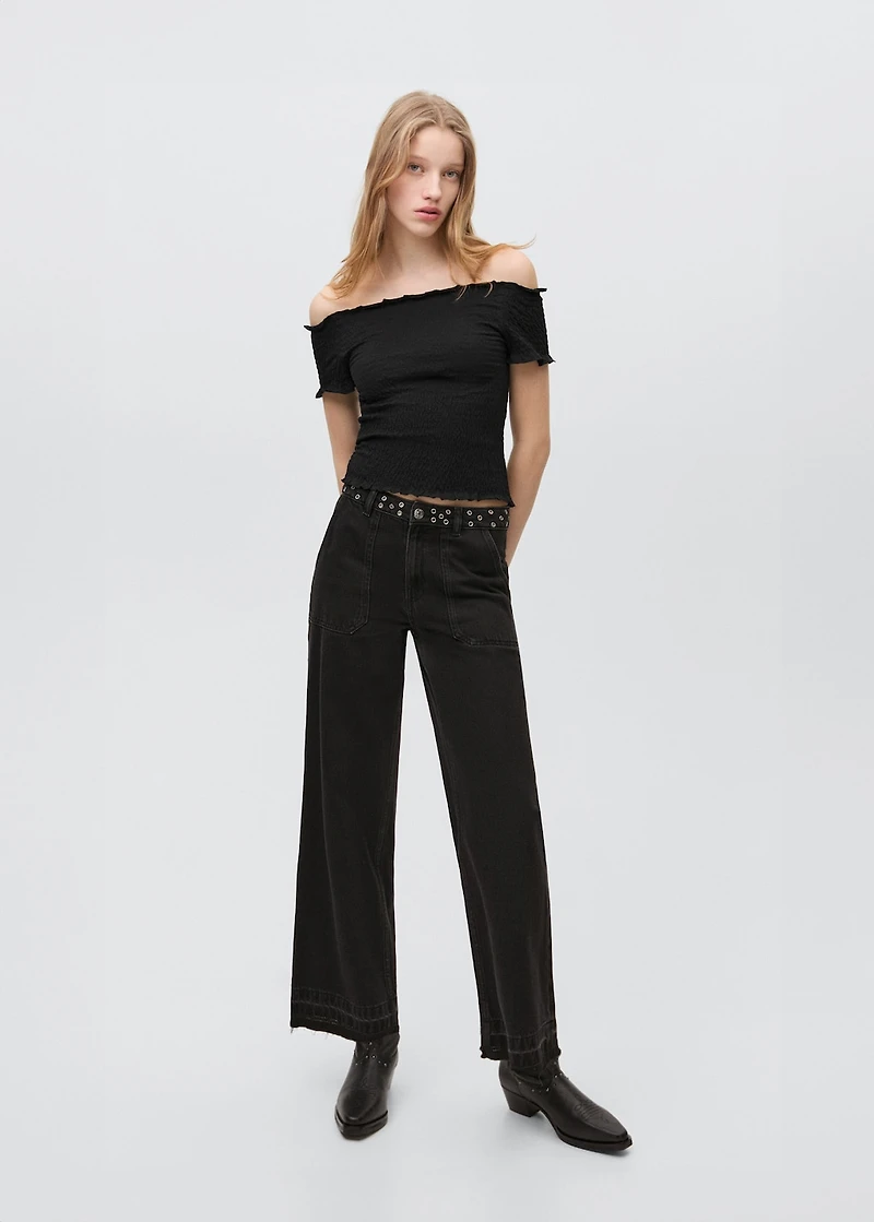 Ruched strapless top