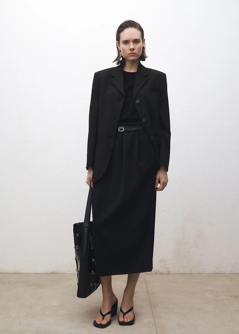 Short-sleeved wool-blend sweater