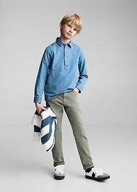 Denim shirt with polo collar