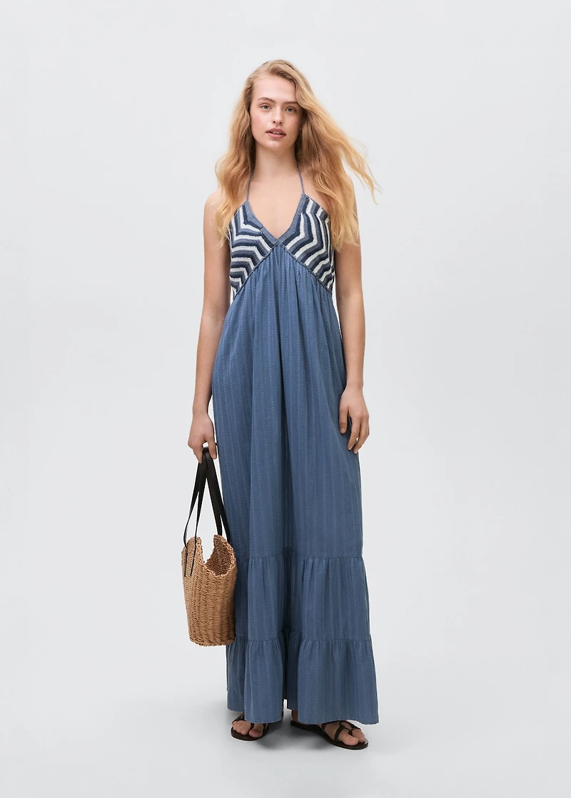 Maxi-dress with crochet panel