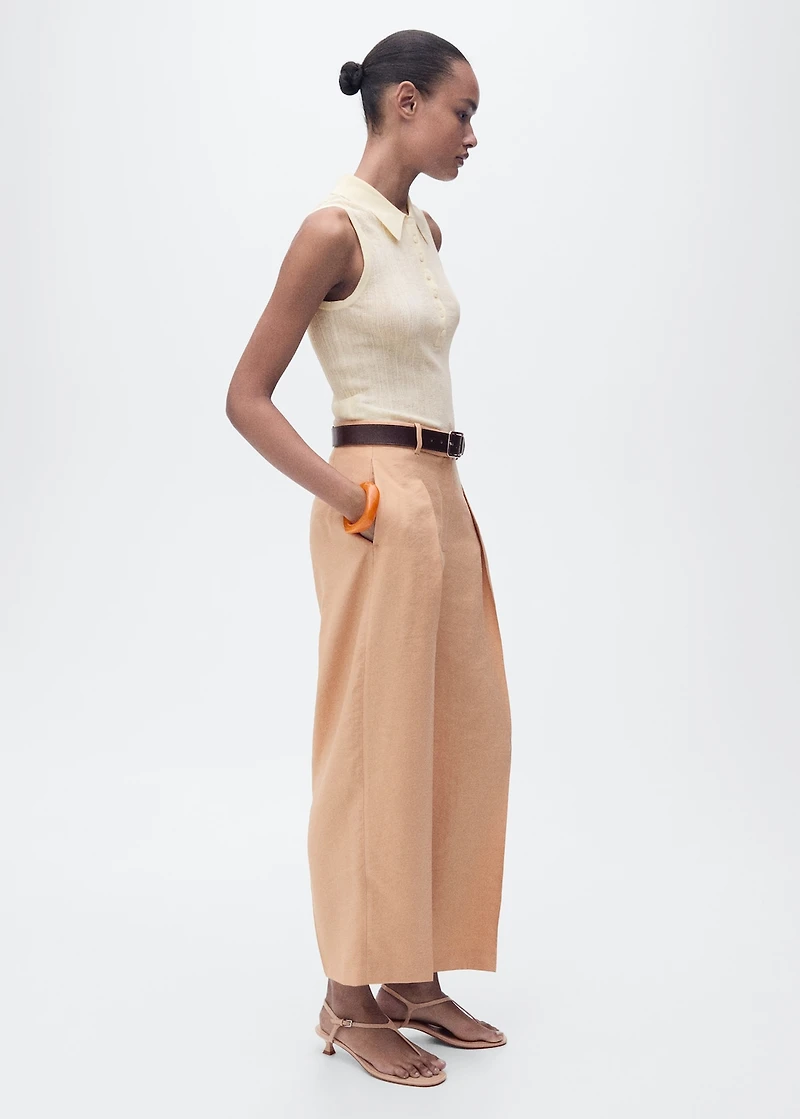 Polo-neck knitted top