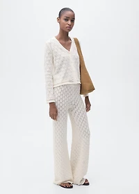 Knit cardigan with lace design