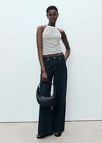 Striped halter-neck top