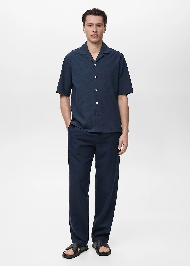 Shirt with embroidered bowling collar