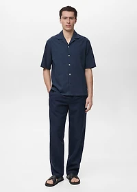 Shirt with embroidered bowling collar