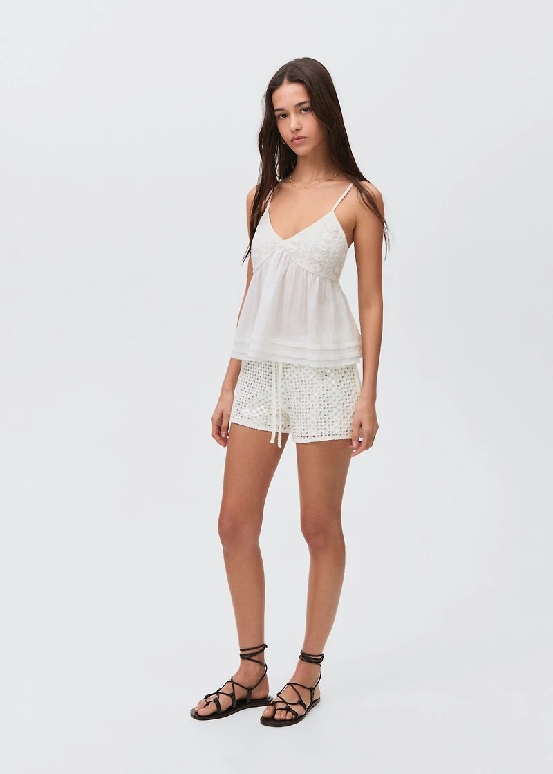 Sequin crochet shorts