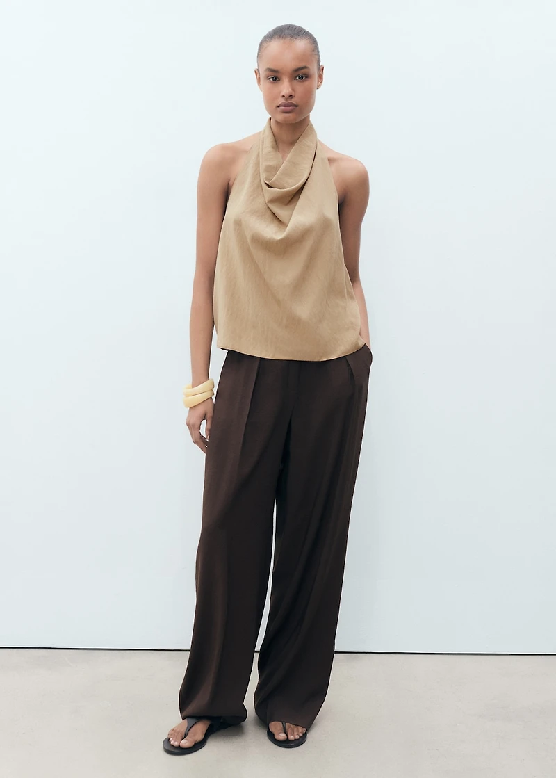 Lyocell top with draped neck