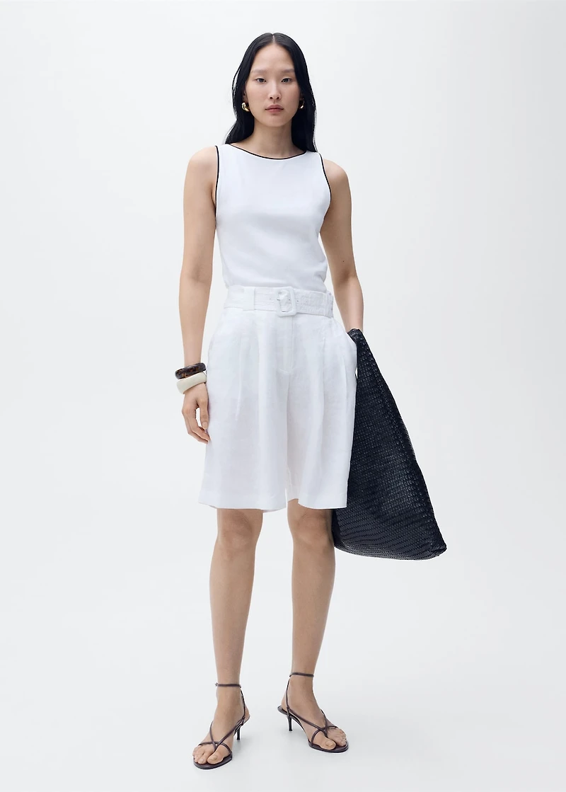 Cotton top with contrasting trim