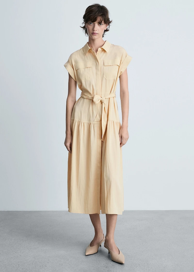 Knot detail shirt dress