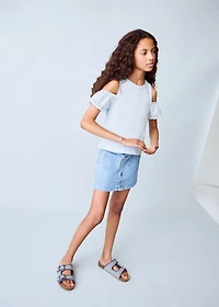 Buttoned denim skirt