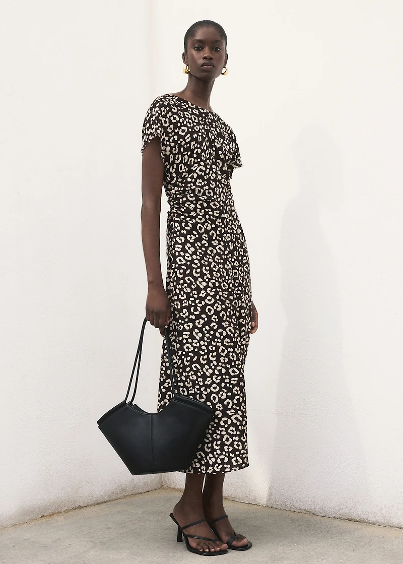 Animal-print dress with frayed edges
