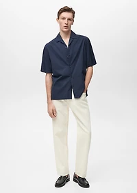 Textured shirt with bowling collar