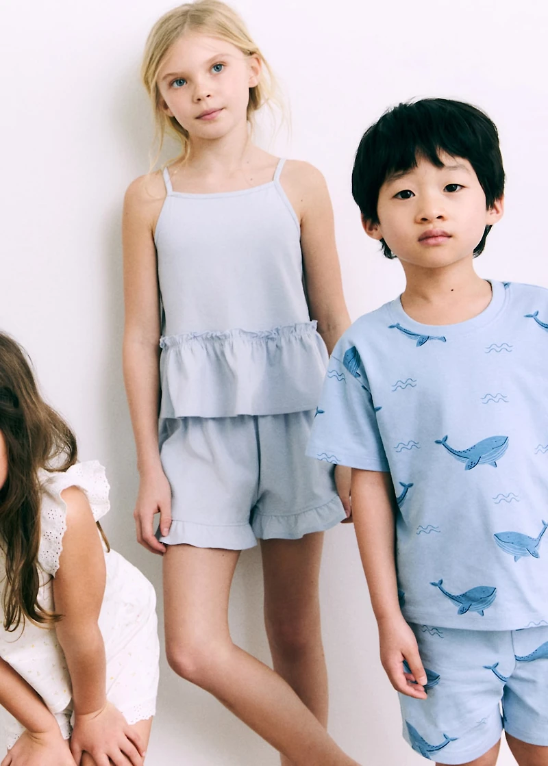 Pajama shorts with ruffles