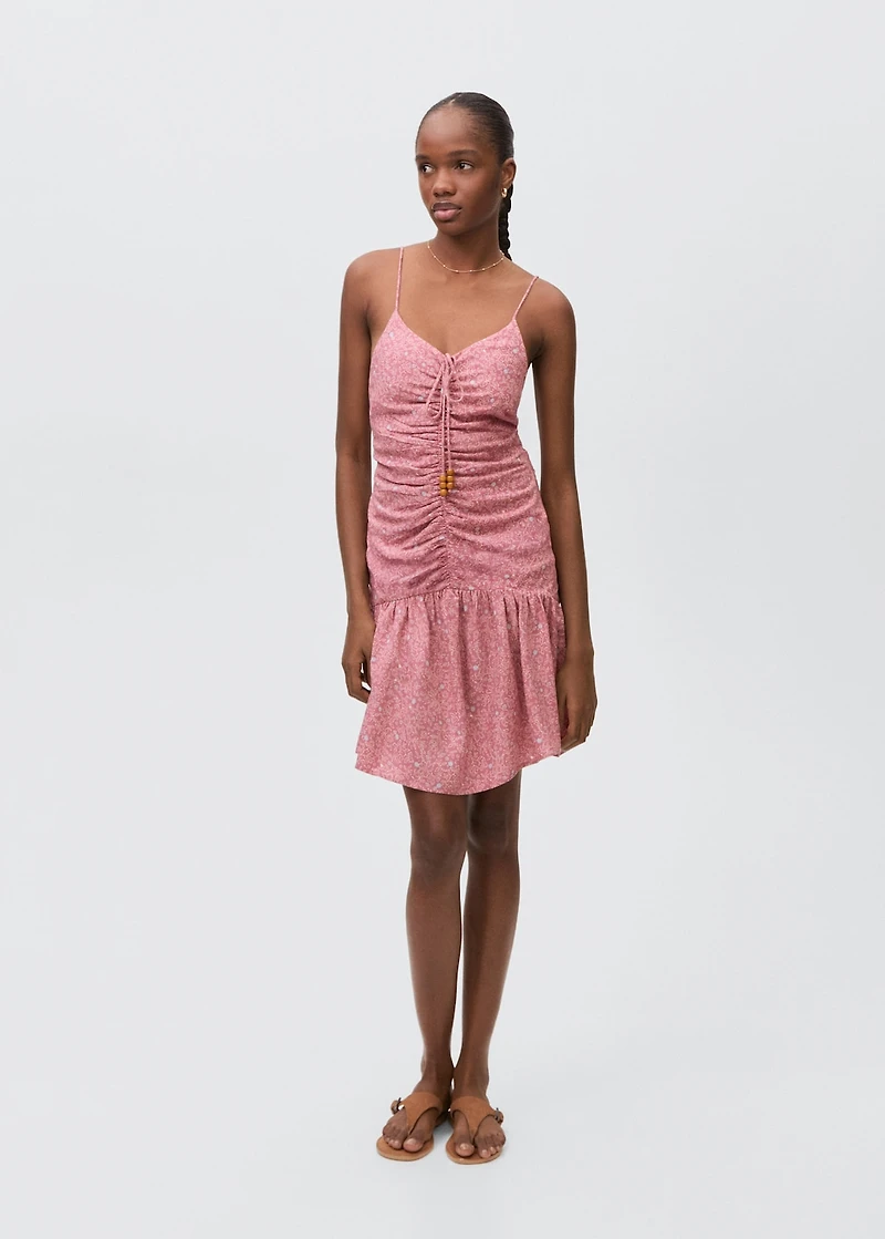Printed ruched dress
