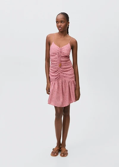 Printed ruched dress