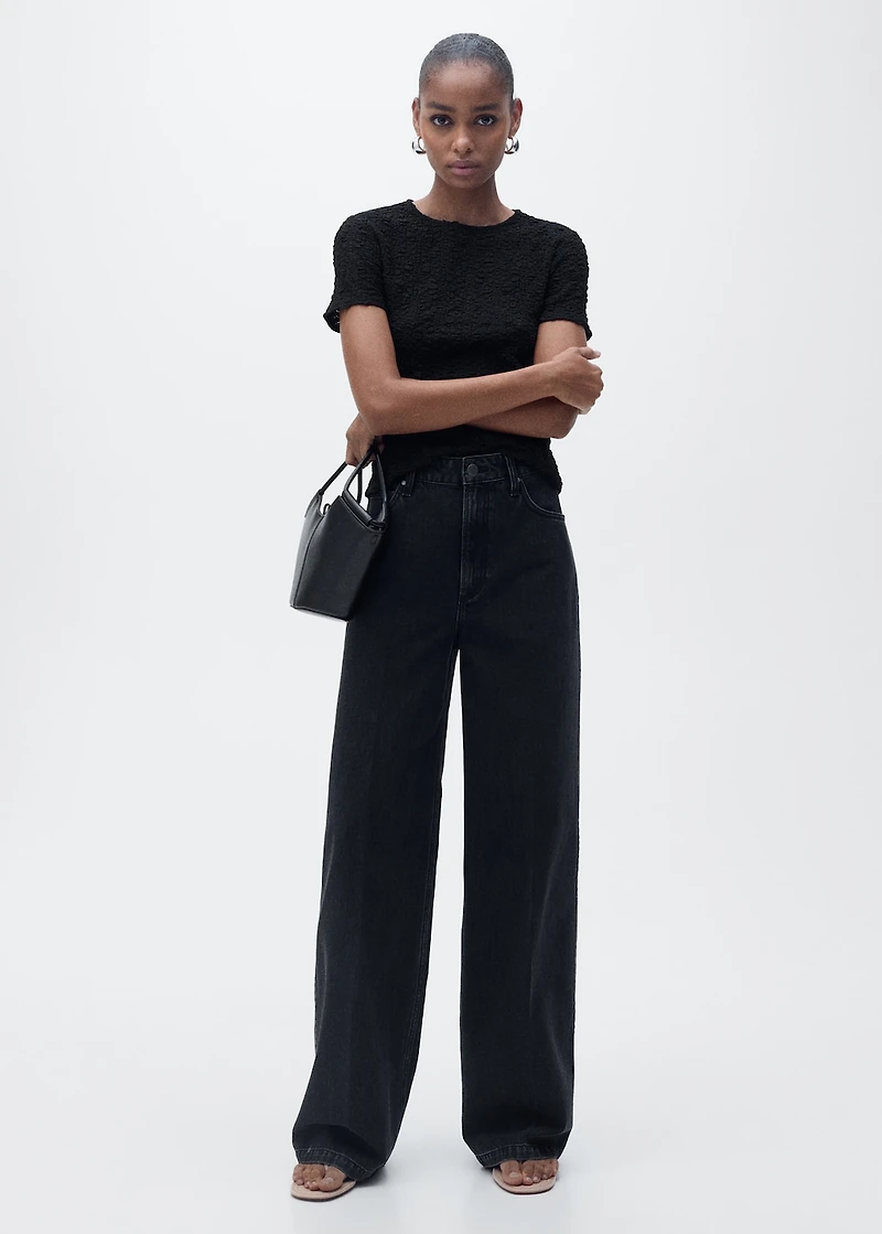 Textured cotton-blend t-shirt