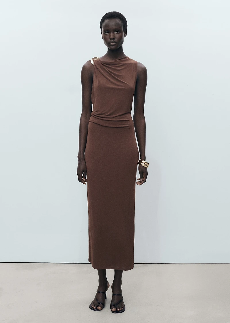 Draped dress with metallic detail