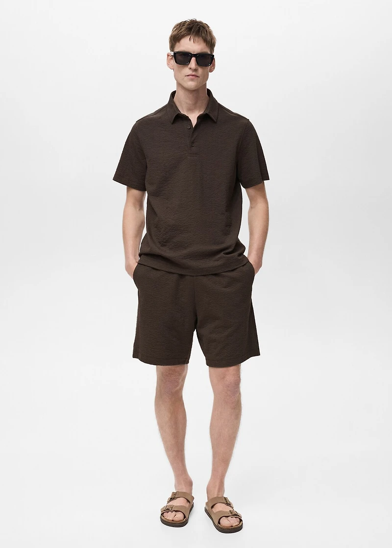 Seersucker shorts with drawstring