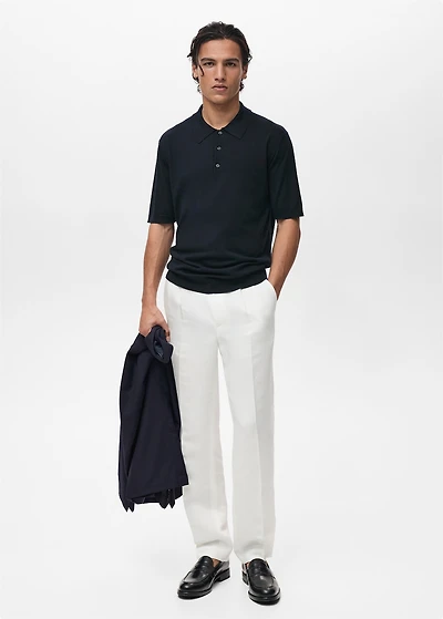Fine-knit lyocell polo shirt