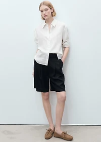 Belt linen-blend Bermuda shorts