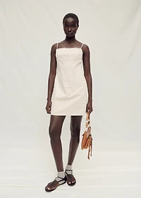 Cotton dress with frayed neckline