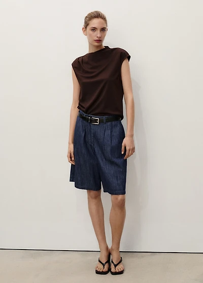 Straight-fit rinse-wash denim bermuda shorts