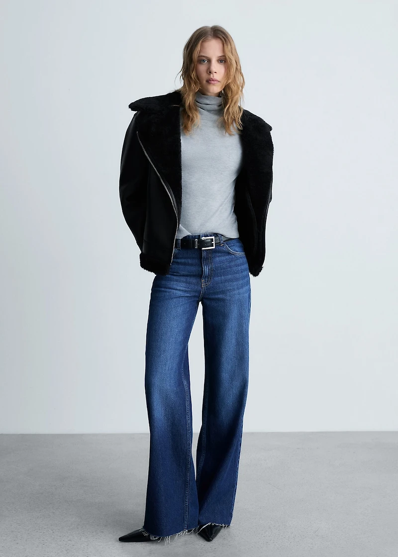 Jacket with faux shearling lining