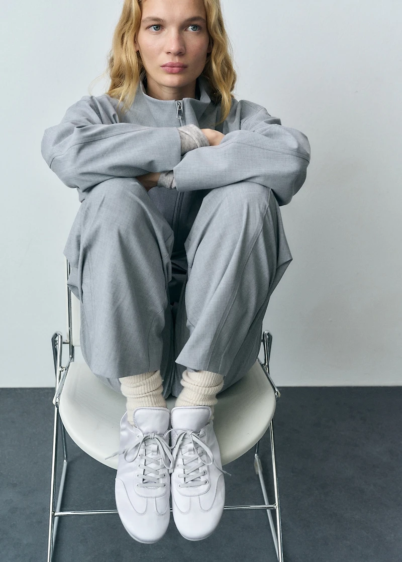 Satin lace-up sneakers