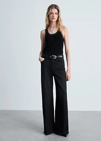 Ribbed top with contrasting trim