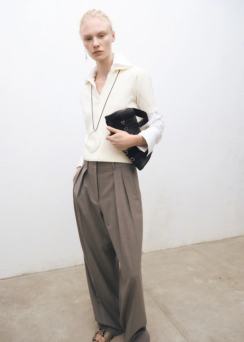 Wool-blend polo-neck sweater