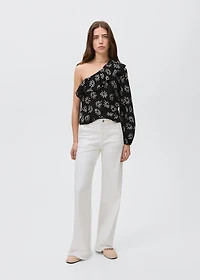 Asymmetrical printed blouse
