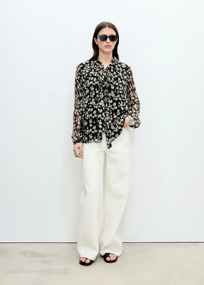 Floral tie blouse