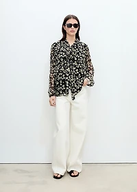 Floral tie blouse