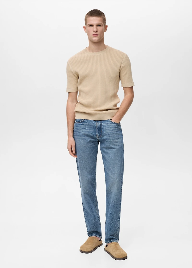 Braided cotton knitted T-shirt