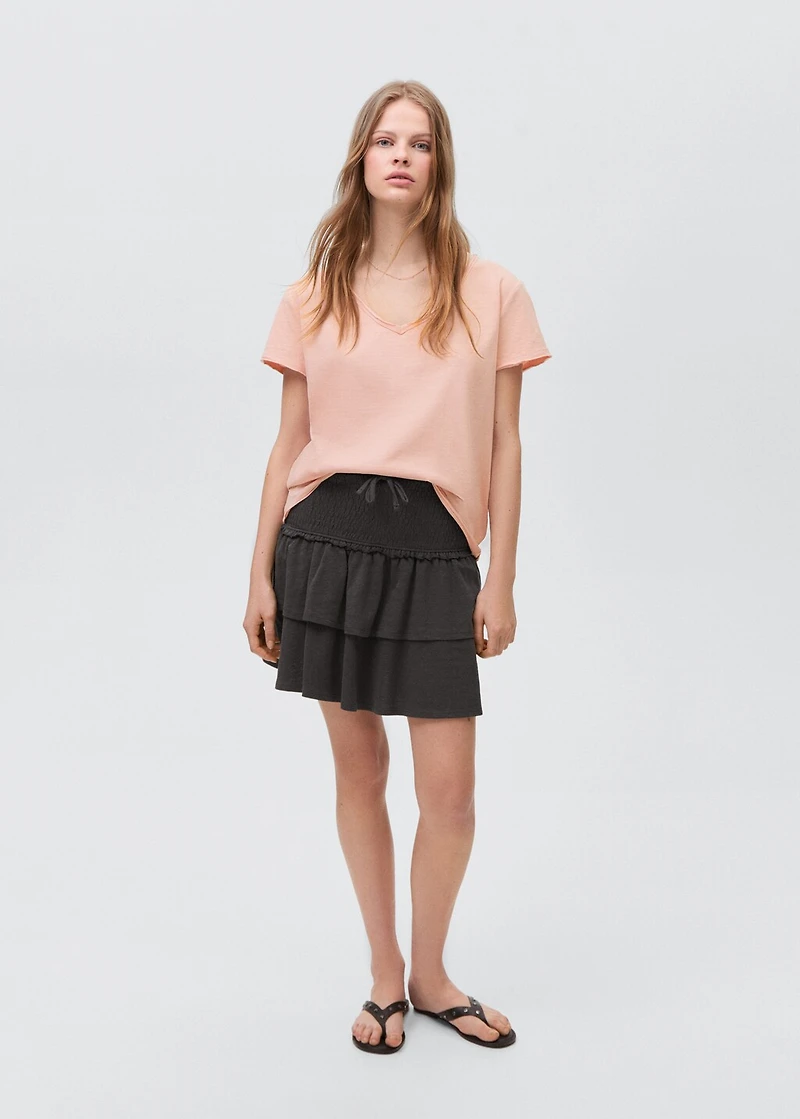 Gathered skirt with ruffles