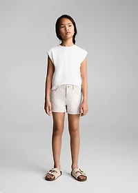 Striped denim shorts