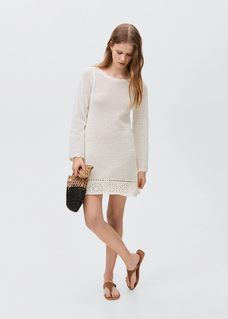 Knitted dress with lace pattern