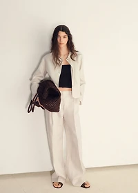 Straight-fit linen pants with pleats