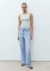 Striped boat-neck top