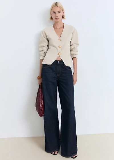 Fine-knit jacket with jewel buttons