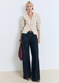 Fine-knit jacket with jewel buttons