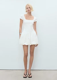 Combined dress with puffed hem