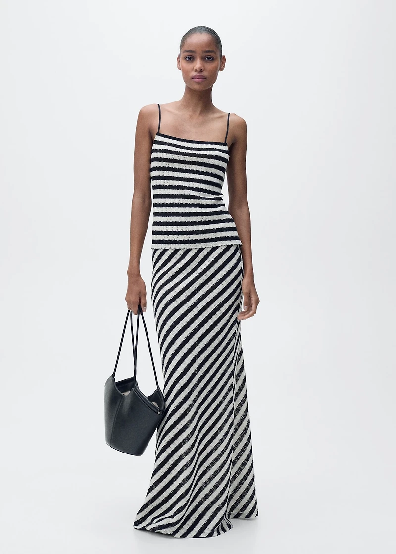 Striped knitted fitted top